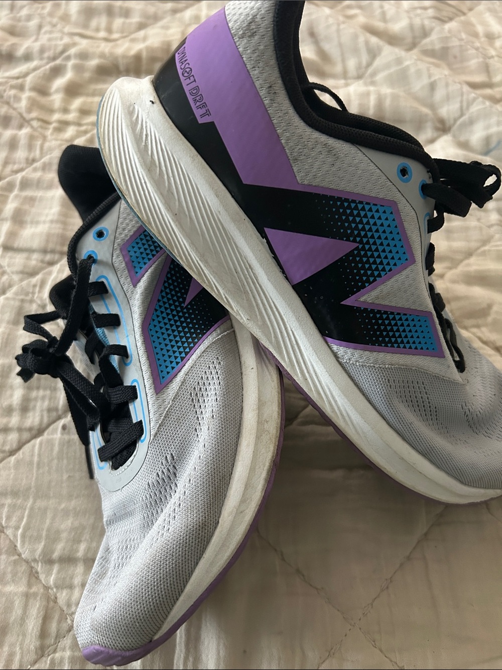 New Balance Women's Gray Athletic Sneakers with Purple & Blue Accents